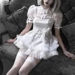 ホワイトロリータドレス フリル付き