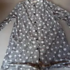 ドット柄 ロングシャツ グレー系