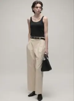 【UNIQLO】【タックワイドパンツ 】【標準丈】【クリーム】【S】【試着のみ】