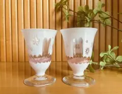 美品 桜模様の脚付き切子グラス2個セット