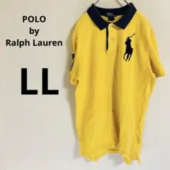 ポロ　ラルフローレン 半袖シャツ　ポロシャツ　【XL】　イエロー　紺　刺繍ロゴ