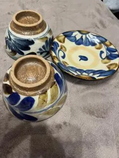 やちむん　大人気　陶器製汁椀 平皿3個セット