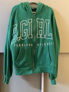 B.GIRL グリーン ジップアップパーカー
