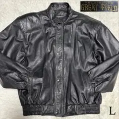 【GREAT FIELD】牛革 カウレザーシングルライダースジャケット 黒 L