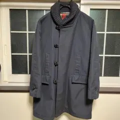 古着　マックレガー　コート　裏地チェック柄　Mサイズ　ネイビー