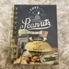スヌーピー　ピーナッツ　snoopy リングノート　メモ帳　ハンバーガー