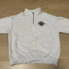 ハーフジップ グレー スウェット トレーナー