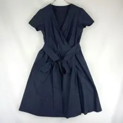 新品 エストネーション カシュクールワンピース リボン ネイビー 日本製 40のサムネイル