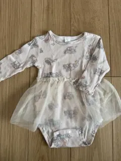 コトリ/バンビ柄長袖ロンパース チュールスカート80サイズ