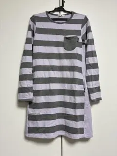 Noeil aime BeBe　チュニック　薄紫×グレーのボーダー140cm