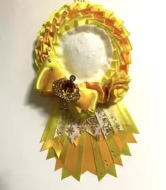 痛ロゼット ロゼット 黄色 オレンジ色 山吹色 缶バッジ
