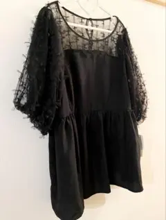 ★新品タグ付き！レースリボン シアードッキングペプラムブラウス★