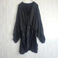 ZARA ザラ カシュクール チュニック S 黒 金ボタン 長袖 レーヨン