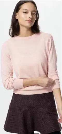 UNIQLO メリノクルーネックセーターピンクXL