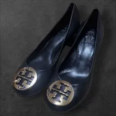 Tory Burch シグネチャー レザー ブラック ヒール パンプス 51\2のサムネイル