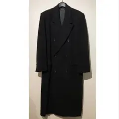 vintage【far east】 ダブル　ロングコート　カシミヤ混　黒