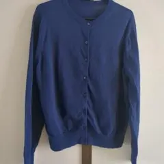 無印良品 UVカット強撚コットンクルーネックカーディガン　ネイビー　L