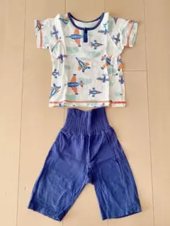 幼児　半袖　パジャマ　90cm 飛行機　ブルー　ネイビー
