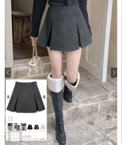 GRL インパン裏地付ボックスプリーツフレアミニスカート [mei41]