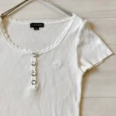 【美品】クレイサス カメリア刺繍 リブ カットソー Tシャツ 白 38のサムネイル