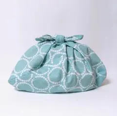 あずま袋＊小さめ・マチ付き〈フラワーリング青〉エコバッグ、お弁当袋 ハンドメイド