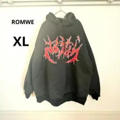 ★ ROMWE ロムウェ 裏起毛 プルオーバーパーカー ブラック 黒 XL