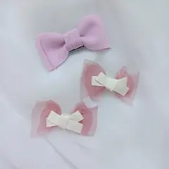 浴衣に合うリボンヘアクリップ　ピンク系 3個セット