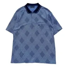 極美品 CELINE HOMME 総柄 ポロシャツ L ネイビー イタリア製のサムネイル