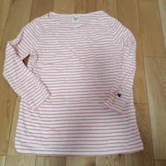 Champion 長袖 Tシャツ M ピンクと白のストライプ