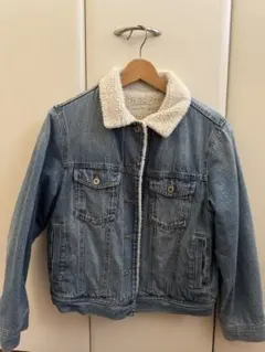 ボア襟付きライトブルーデニムジャケット