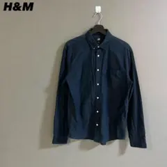 【a2973】H&M 未使用級 長袖シャツ 紺 M メンズ