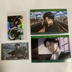 進撃の巨人　リヴァイ　ステッカー　ブロマイド　ビジュアルカード　4点セット
