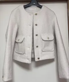 ZARA ブークレノーカラージャケット S ホワイト