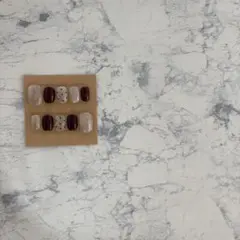 マグネットネイル ブラウンネイル ドットネイル 秋ネイル ネイルチップ 85