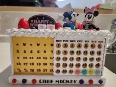 ミッキー ミニー 誕生日カレンダー 卓上 貯金箱　シェフミッキー