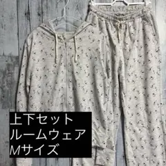 ルームウェア　花柄　パジャマ　上下セット M フード　パーカー　ジャージ　長袖