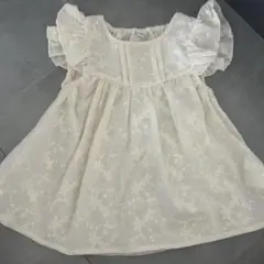 花柄刺繍 フリル袖 トップス 90