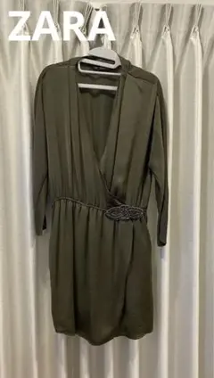 【美品】ZARAカーキビジューワンピース　チュニック