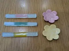 花形陶器製箸置き２個棒状ガラス製箸置き３個セット