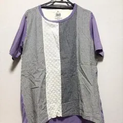 JEUNE MAMAN 切替デザイン 半袖Tシャツ パープル XL