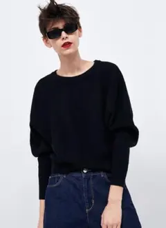 新品☆ZARA ザラ ケーブルニットセーター ブラック