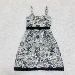 theory ノースリーブワンピース M 花柄 派手 モノトーン コットン 綿