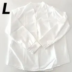 レディース　長袖　シフォンシャツ　L ホワイト　上品　エレガント　Ｖネック　新品