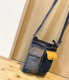 デニムリメイク★ポケットいっぱい縦長ショルダーバッグ★MIXジーンズ【19】