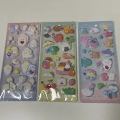 【正規品】つぶらな瞳の仲間達　ぷくぷくシール　3種