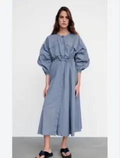 最終お値下げ【ZARA 】ナイロン シャツワンピース シャーリング