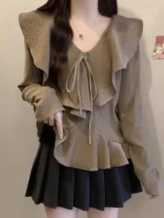 大きい襟が可愛い秋冬トップス❤️お出かけ女子会デートに最適