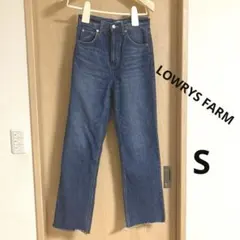 ブルー ハイウエスト ストレートデニム　ジーンズ　セミワイドジーンズ