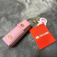 Myハローキティリボン型チャーム付きリップケース　ピンク