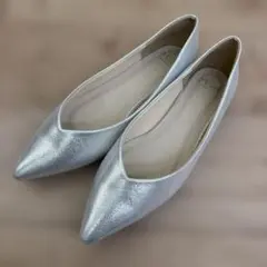 新品未使用 Menueシルバーポインテッドトゥパンプス26cm